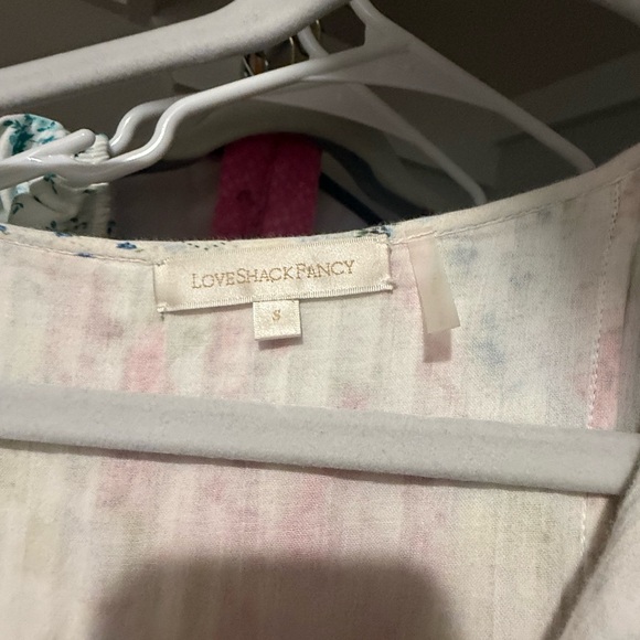 LoveShackFancy White Floral Ruffle Dress with Pink, Blue & Yellow Accents - Picture 3 of 3